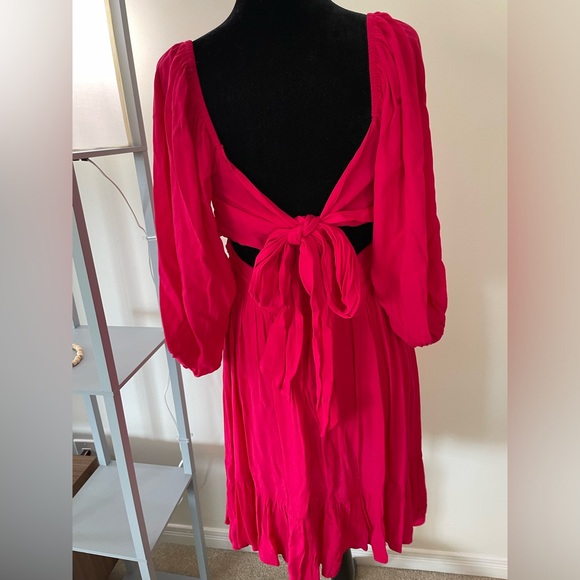 Romantic Era dress. Berry pink. Tie back. Size small. - Picture 4 of 6